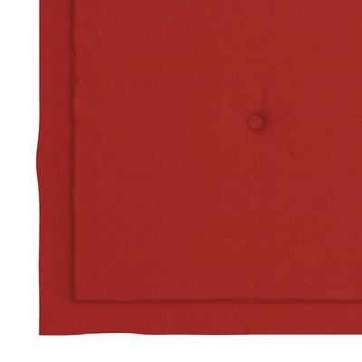 vidaXL Vrtne stolice s crvenim jastucima 3 kom od masivne tikovine