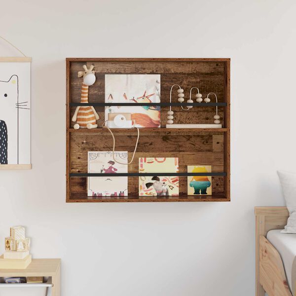 vidaXL Polica za časopise Staro drvo 80 x 12 x 70 cm Konstruirano drvo