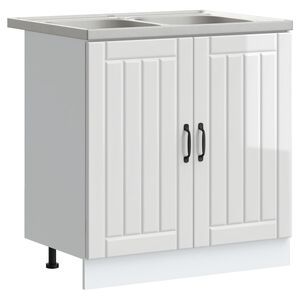 vidaXL Kuhinjski ormarić za sudoper Lucca 2 pcs Visoki sjaj bijela