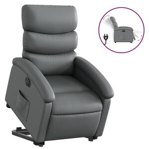 vidaXL Električni naslonjač na podizanje od umjetne kože siva