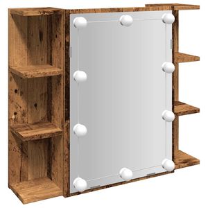 vidaXL Ormar s ogledalom i LED-om Staro drvo 70x16,5x60 cm