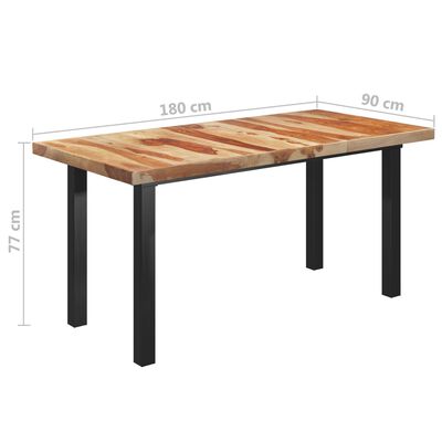 vidaXL Blagovaonski stol s I-nogama 180x90x77 cm masivno drvo šišama