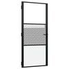 vidaXL Staklena vrata Rezbarija Crna 93 x 3,5 x 201,5 cm Aluminij