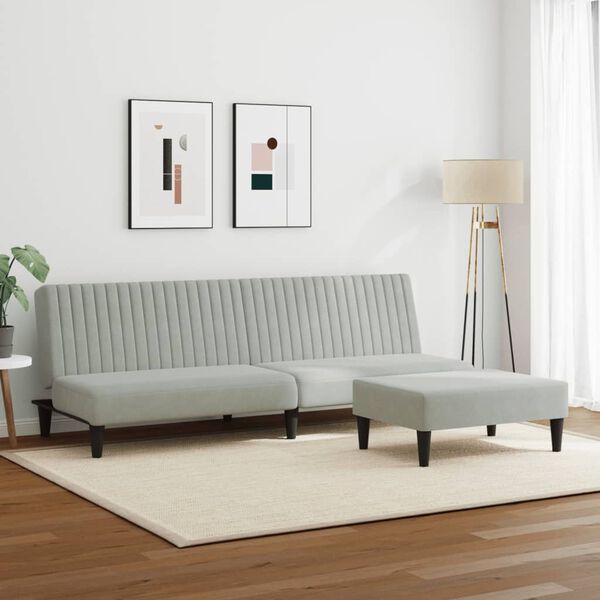 vidaXL 2-dijelni set sofa svjetlosivi baršunasti