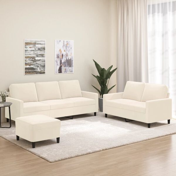 vidaXL 3-dijelni set sofa s jastucima krem bar&scaron;unasti