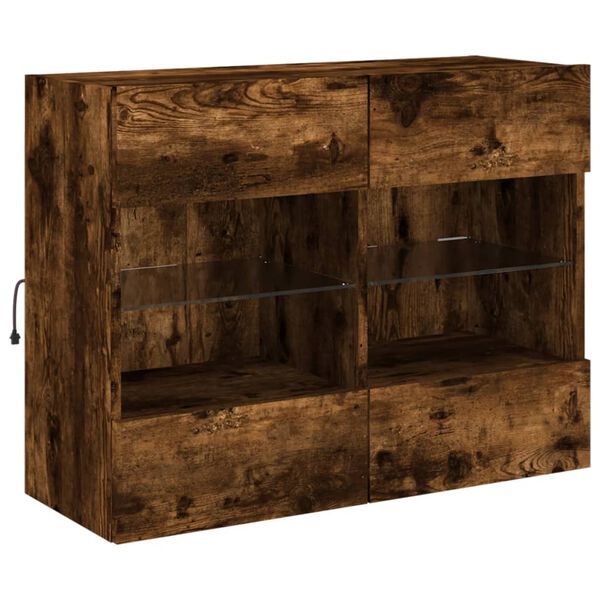 vidaXL Zidni TV ormarić s LED svjetlima boja hrasta 78,5x30x60,5 cm