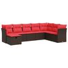 vidaXL 8-dijelni set vrtnih sofa s jastucima smeđi od poliratana