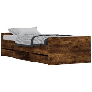 vidaXL Okvir kreveta s uzglavljem i podnožjem boja hrasta 90 x 200 cm