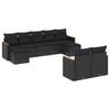vidaXL 9-dijelni set vrtnih sofa s jastucima crni od poliratana