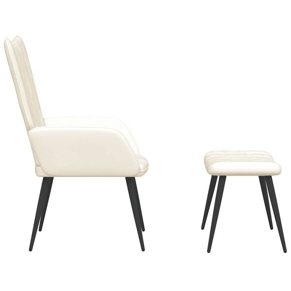 vidaXL Stolica za opu&scaron;tanje s osloncem za noge krem bijela bar&scaron;unasta