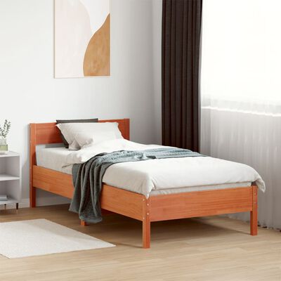 vidaXL Okvir kreveta s uzglavljem voštano smeđi 90x200 cm od borovine