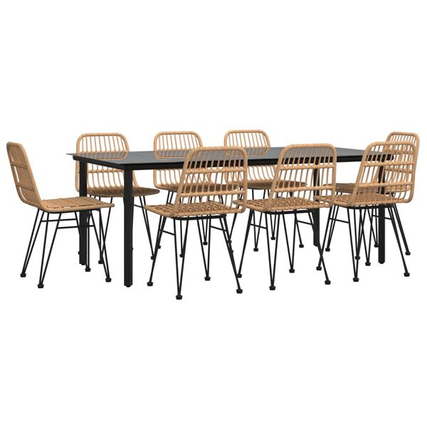 vidaXL 9-dijelni vrtni blagovaonski set od poliratana