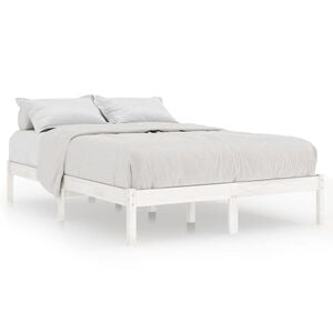 vidaXL Okvir za krevet od masivne borovine bijeli 140 x 190 cm