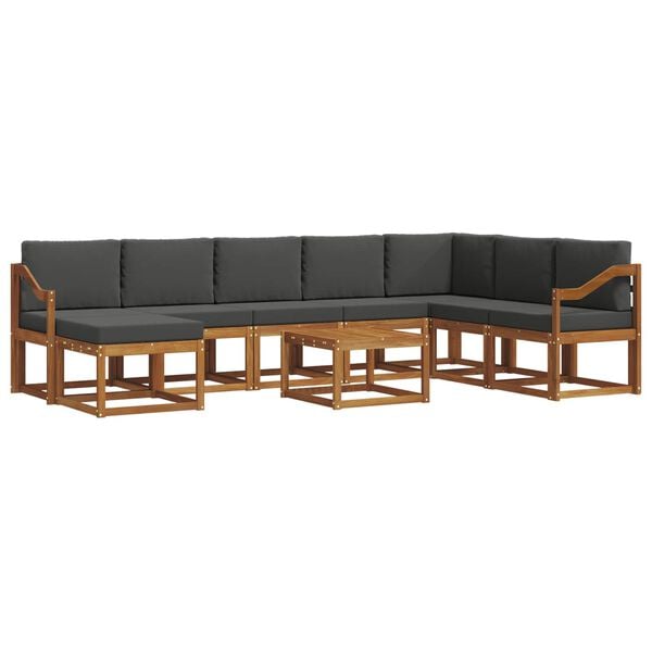 vidaXL Set vanjskih sofa s jastukom 9 pcs Prirodna i antracit