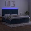 vidaXL Krevet box spring s madracem LED tamnoplavi 200x200 cm bar&scaron;un