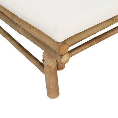vidaXL 3-dijelna vrtna garnitura od bambusa s krem bijelim jastucima