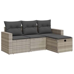 vidaXL 4-dijelni set vrtnih sofa s jastucima svijetlosivi poliratan