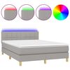 vidaXL Krevet box spring s madracem LED svjetlosivi 140x200 cm tkanina