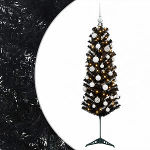 vidaXL Umjetno usko božićno drvce s kuglicom 150 cm 150 LED lampica