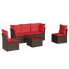 vidaXL 6-dijelni set vrtnih sofa od poliratana s jastucima smeđi