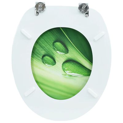 vidaXL Toaletna daska s poklopcem MDF zelena s uzorkom kapi vode