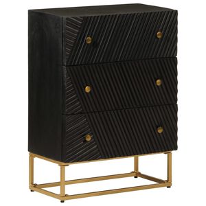 vidaXL Ladičar crni 55 x 30 x 76 cm od masivnog drva manga i željeza
