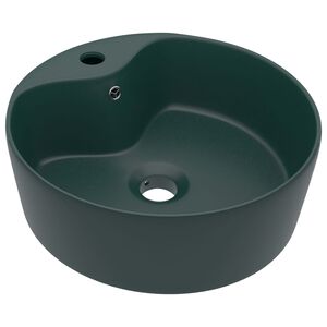 vidaXL Luksuzni umivaonik mat tamnozeleni 36 x 13 cm keramički