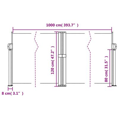 vidaXL Uvlačiva bočna tenda 120 x 1000 cm antracit