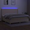vidaXL Krevet box spring s madracem LED krem 200x200 cm od tkanine