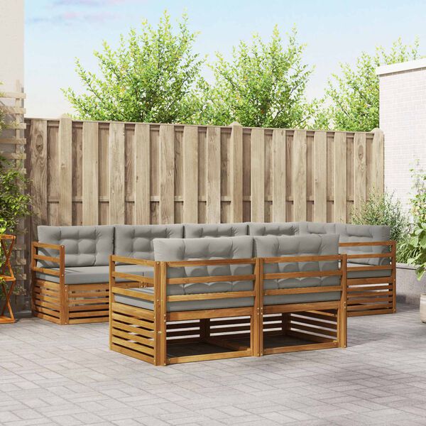 vidaXL Set vanjskih sofa s jastukom 7 pcs Prirodna i svijetlo siva