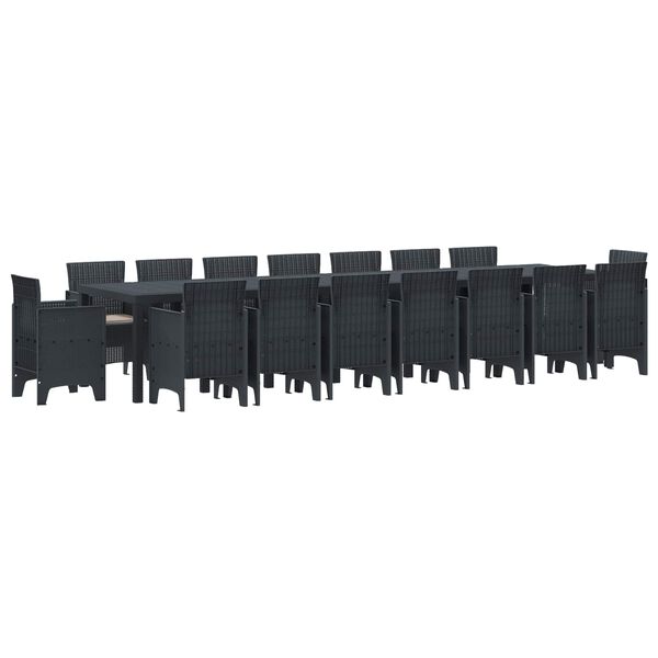 vidaXL Vrtni trpezarijski set s jastucima 17 pcs Antracit PP