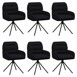 vidaXL Okretne blagovaonske stolice 6 pcs Umjetna koža Crna