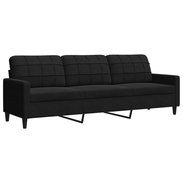 vidaXL 3-dijelni set sofa s jastucima crni baršunasti