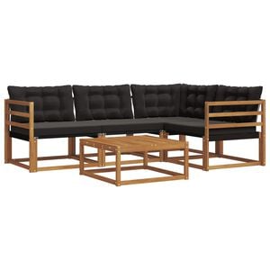 vidaXL Set vanjskih sofa s jastukom 5 pcs Prirodna i crna