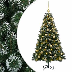 vidaXL Umjetno božićno drvce s kuglicama 120 cm 150 LED lampica