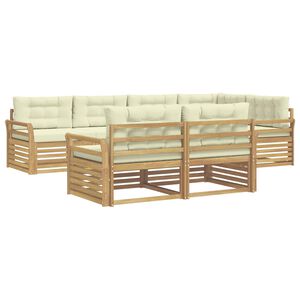vidaXL Set vanjskih sofa 7 kom. Bijela i krem Poliester