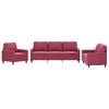 vidaXL 3-dijelni set sofa s jastucima crvena boja vina bar&scaron;unasti