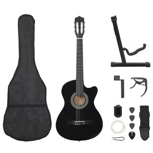vidaXL 12-dijelni set klasične gitare Western sa 6 žica crni 38 "