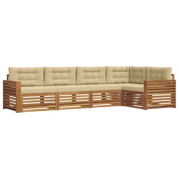 vidaXL Set vanjskih sofa s jastukom 5 pcs Prirodna i bež
