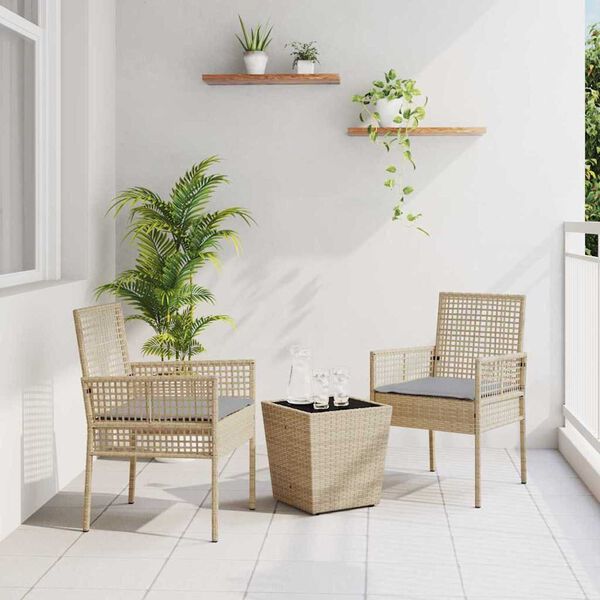 vidaXL Bistro set za vrt 3 pcs Bež poliratan