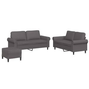 vidaXL 3-dijelni set sofa s jastucima sivi od umjetne kože