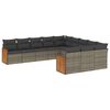 vidaXL 11-dijelni set vrtnih sofa od poliratana s jastucima sivi