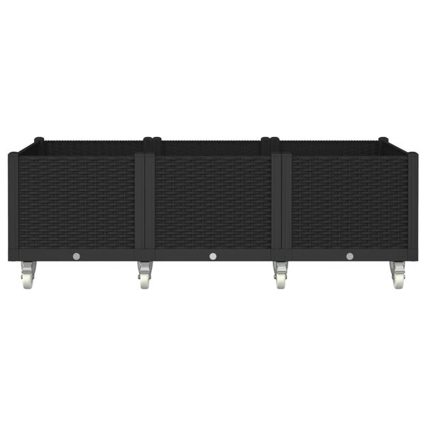 vidaXL Vrtna sadilica s kotačima crna 150 x 80 x 54 cm PP