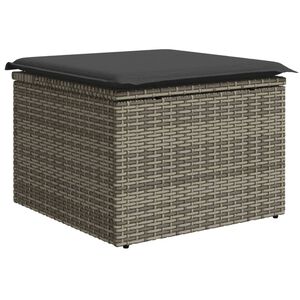 vidaXL Vrtni tabure s jastukom sivi 55 x 55 x 37 cm od poliratana