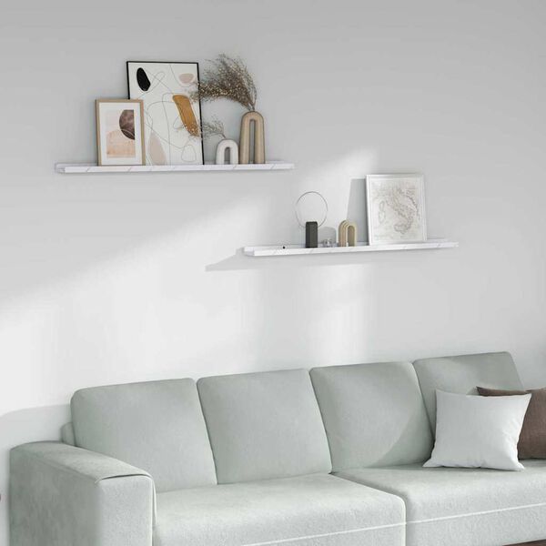 vidaXL Polica na zidu s policom 2 pcs Bijeli mramor 100 x 9 x 3 cm