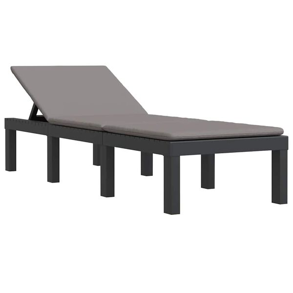 vidaXL Ležaljka za sunčanje s jastucima antracit PP