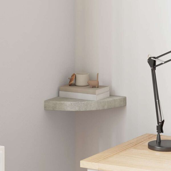 vidaXL Kutna zidna polica siva boja betona 25 x 25 x 3,8 cm MDF