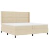 vidaXL LED Box Spring Krevet s uzglavljem Krema 200 x 200 cm tkanina