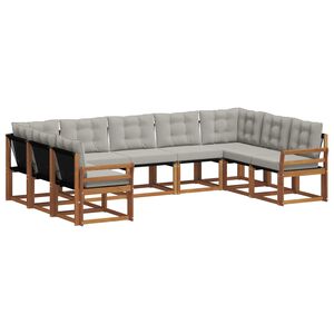 vidaXL Set vanjskih sofa 9 kom. Prirodna i svijetlo siva