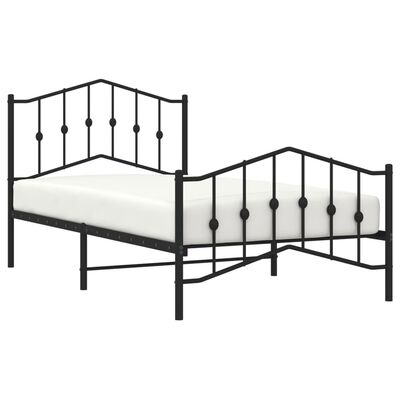 vidaXL Metalni okvir kreveta s uzglavljem i podnožjem crni 100x190 cm